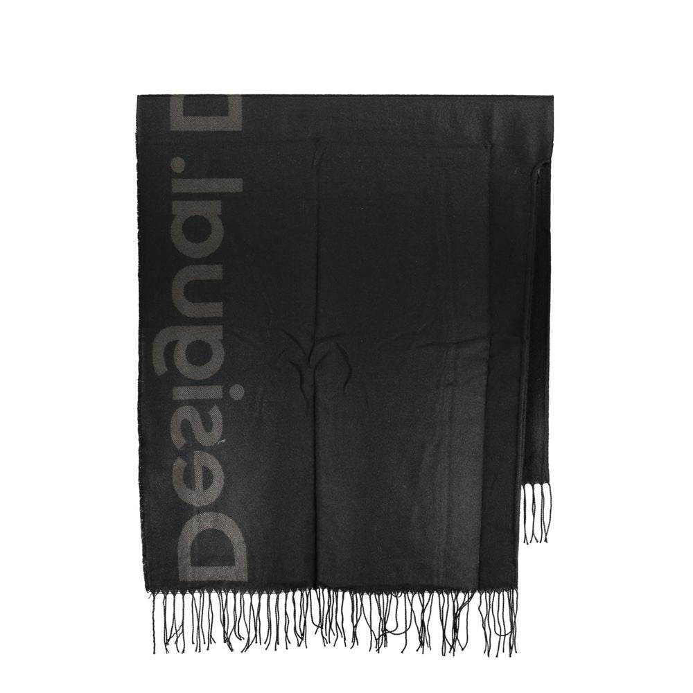 Desigual Chic Contrast Detail Poncho in Timeless Black - Hilstor