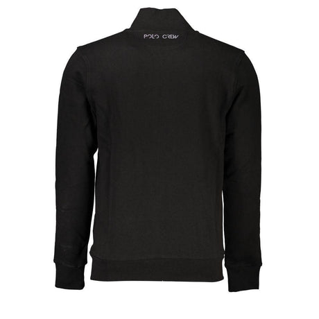 La Martina Black Cotton Men Sweater with Central Pockets and Zip - Hilstor