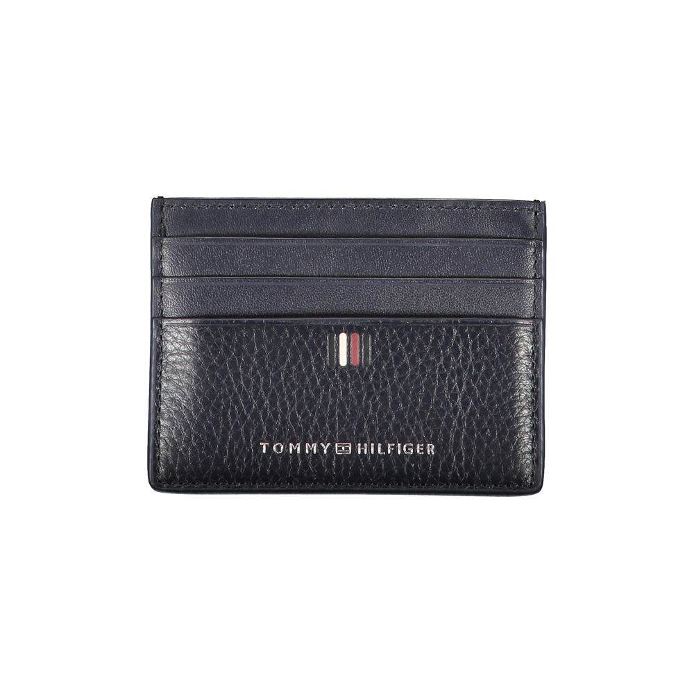 Tommy Hilfiger Sleek Blue Leather Card Holder with Contrast Details - Hilstor