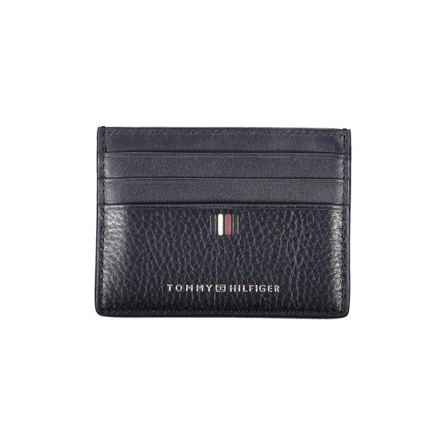 Tommy Hilfiger Sleek Blue Leather Card Holder with Contrast Details - Hilstor