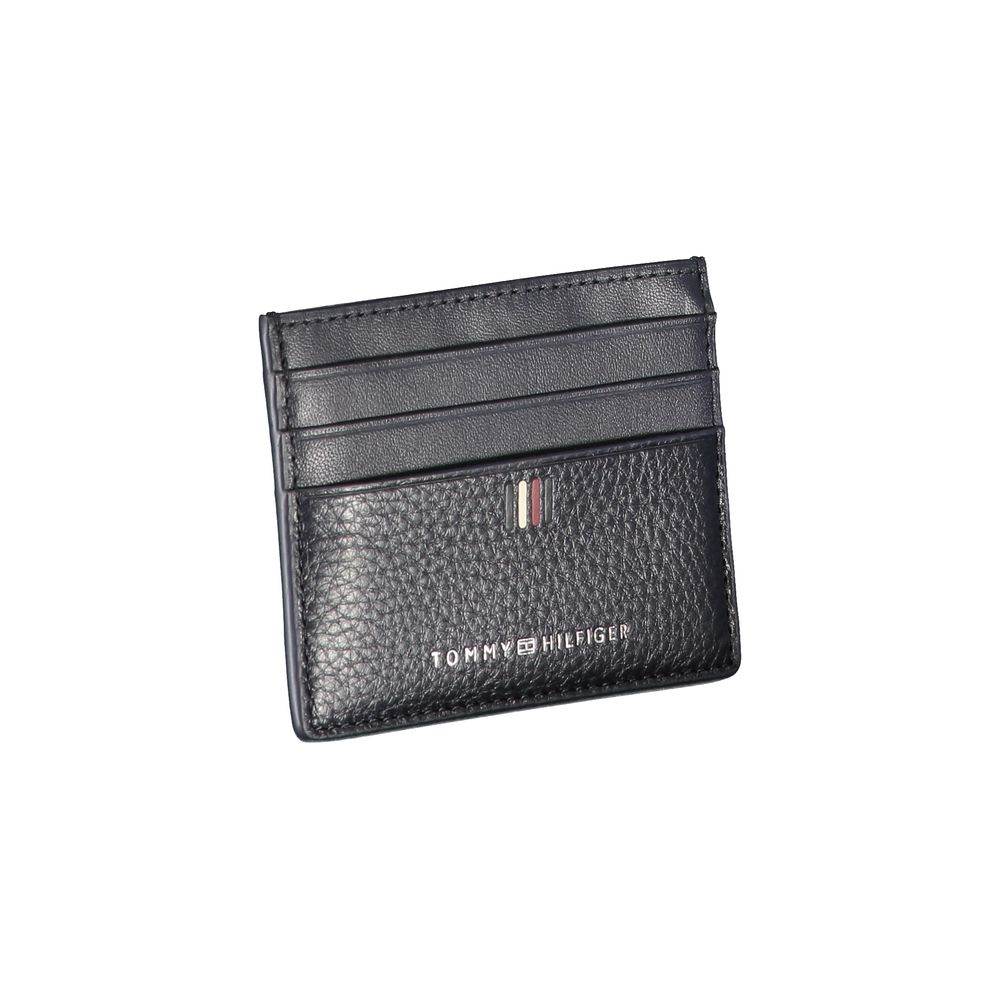 Tommy Hilfiger Sleek Blue Leather Card Holder with Contrast Details - Hilstor