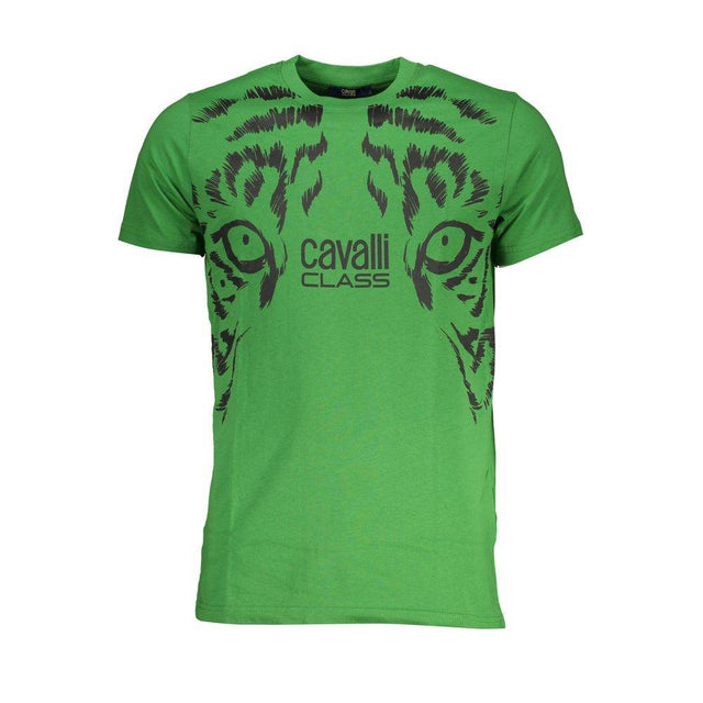 Cavalli Class Green Cotton T-Shirt - Hilstor