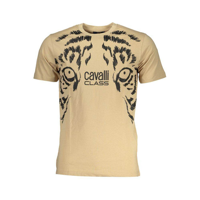 Cavalli Class Beige Cotton T-Shirt - Hilstor