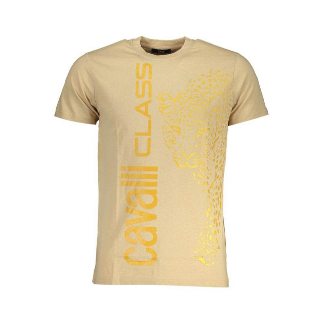 Cavalli Class Beige Cotton T-Shirt - Hilstor