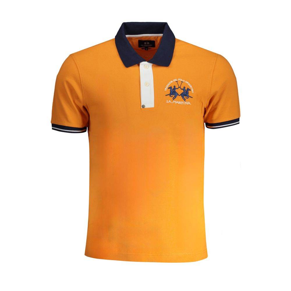 La Martina Orange Cotton Polo Shirt - Hilstor