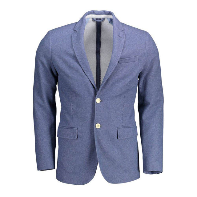 Gant Blue Cotton Men Jacket - Hilstor