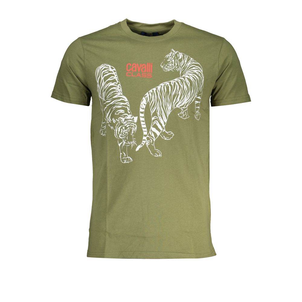 Cavalli Class Green Cotton T-Shirt - Hilstor