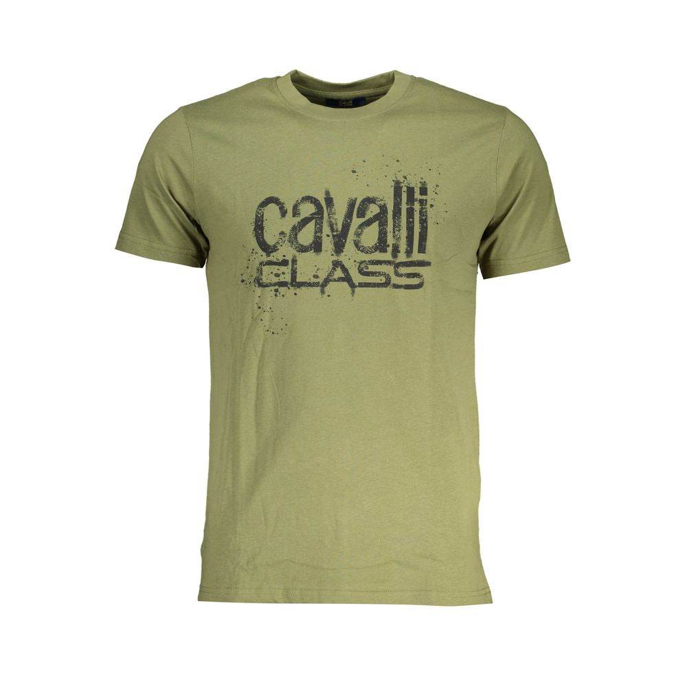 Cavalli Class Green Cotton T-Shirt - Hilstor