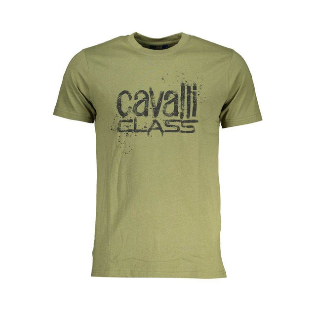 Cavalli Class Green Cotton T-Shirt - Hilstor