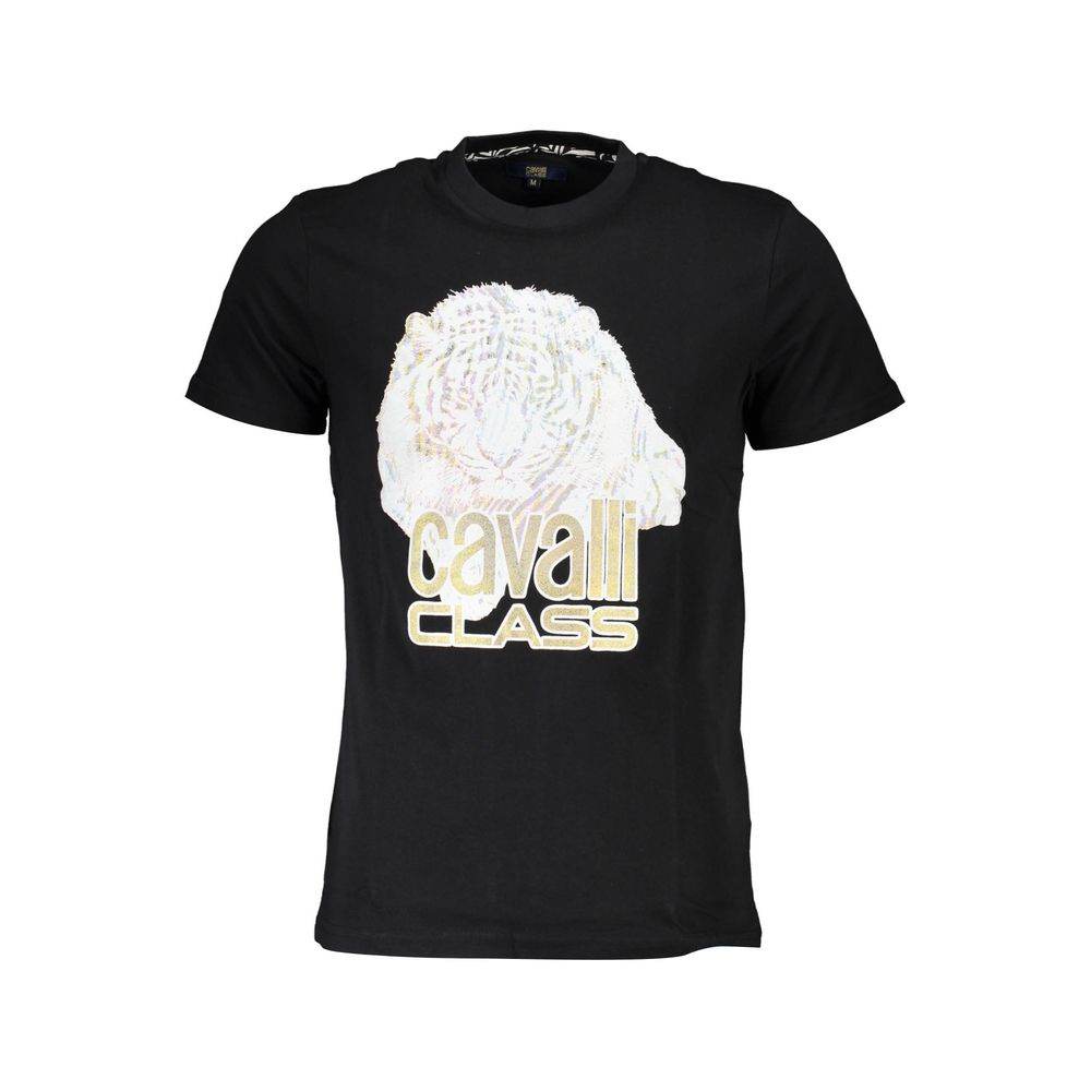 Cavalli Class Black Cotton Men T-Shirt - Hilstor