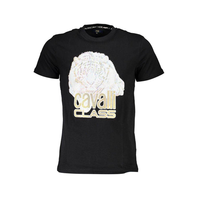 Cavalli Class Black Cotton Men T-Shirt - Hilstor