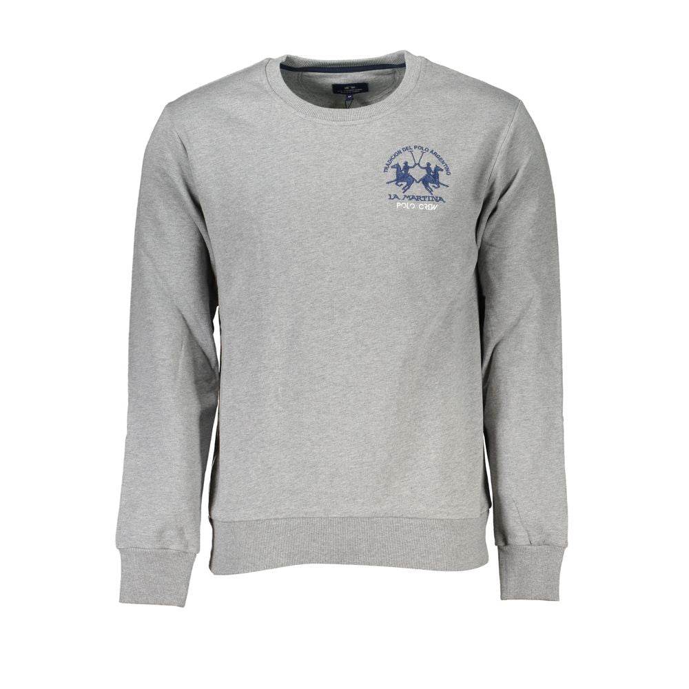 La Martina Gray Cotton Men Sweatshirt - Hilstor