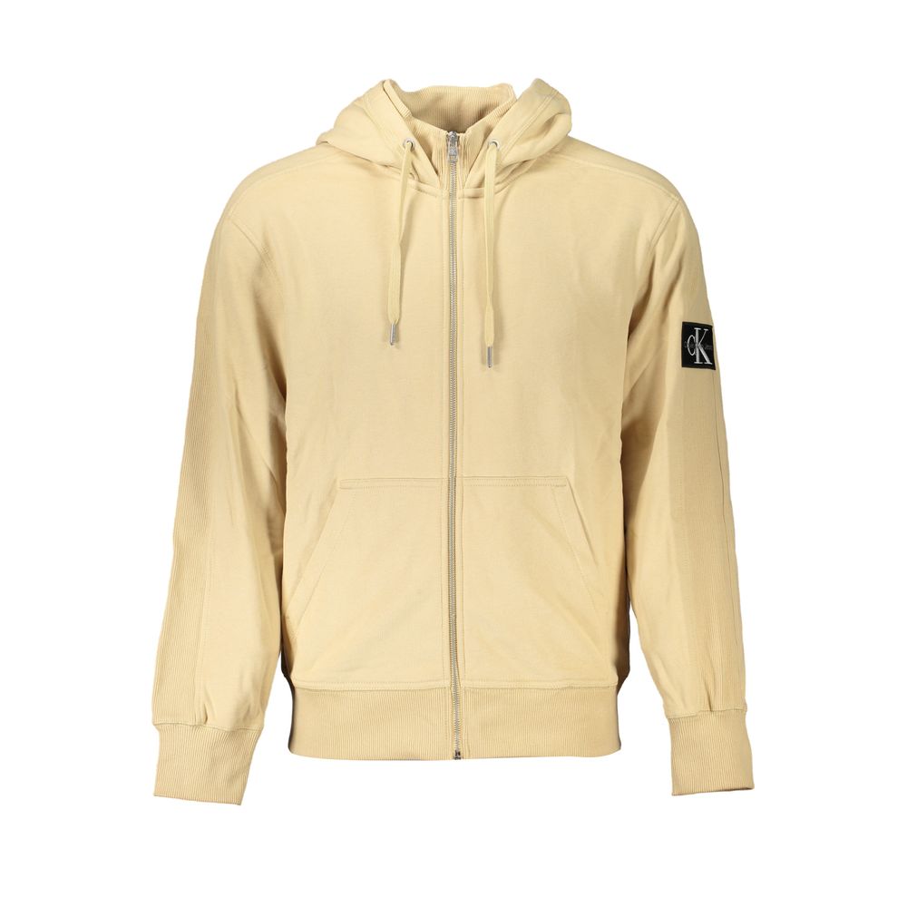 Calvin Klein elegant beige hættetrøje med lynlås