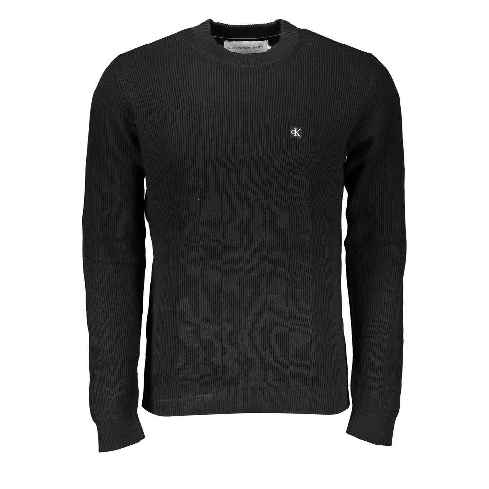 Calvin Klein Sleek Black Crew Neck Sweater with Logo - Hilstor
