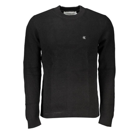 Calvin Klein Sleek Black Crew Neck Sweater with Logo - Hilstor