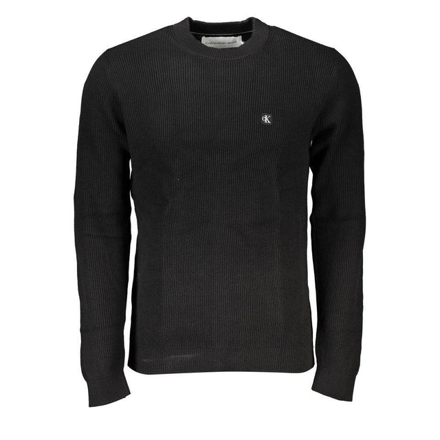 Calvin Klein Sleek Black Crew Neck Sweater with Logo - Hilstor