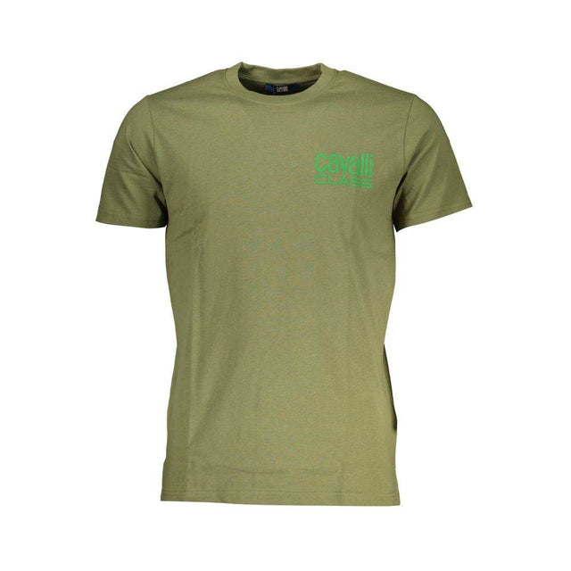 Cavalli Class Green Cotton T-Shirt - Hilstor