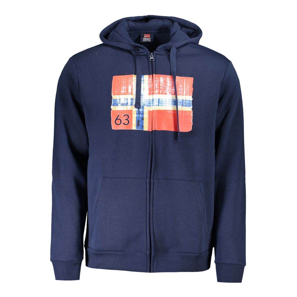 Norway 1963 Blue Cotton Men's Hooded Sweater - Hilstor