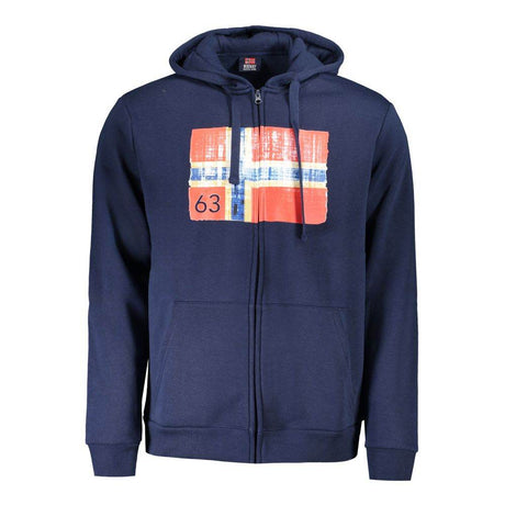Norway 1963 Blue Cotton Men's Hooded Sweater - Hilstor