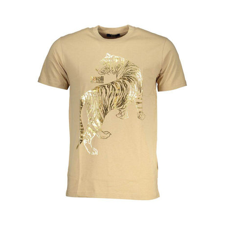 Cavalli Class Beige Cotton T-Shirt - Hilstor