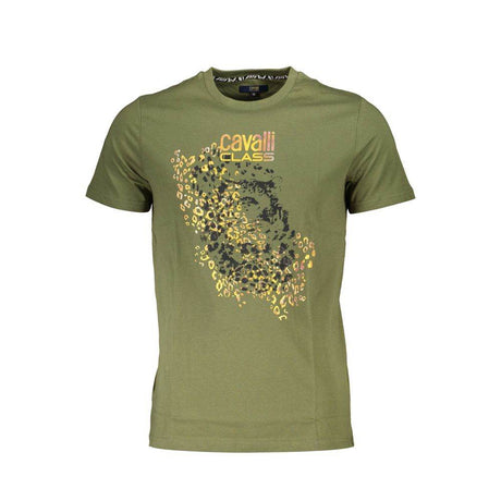 Cavalli Class Green Cotton Men T-Shirt - Hilstor