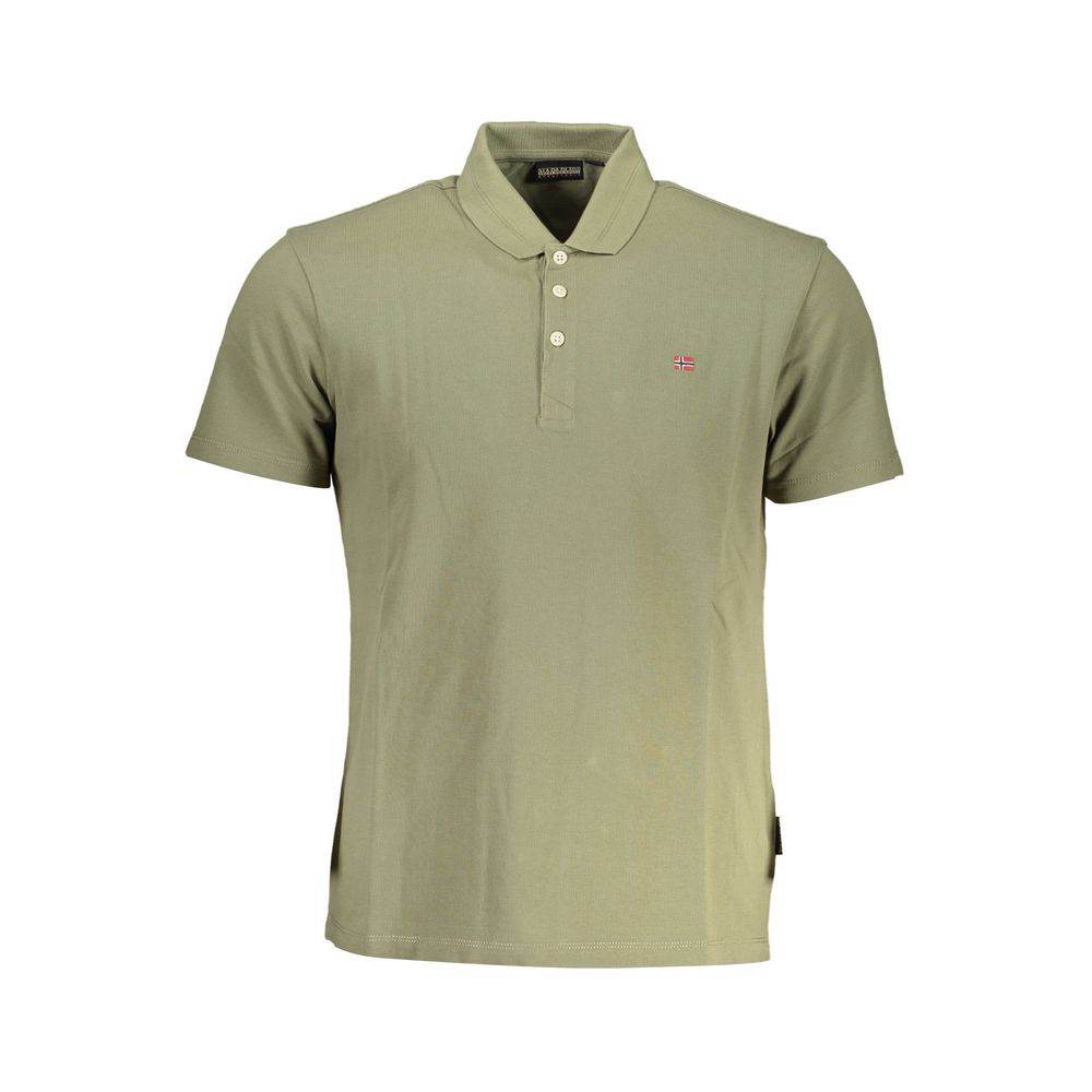 Napapijri Green Cotton Men Polo Shirt - Hilstor