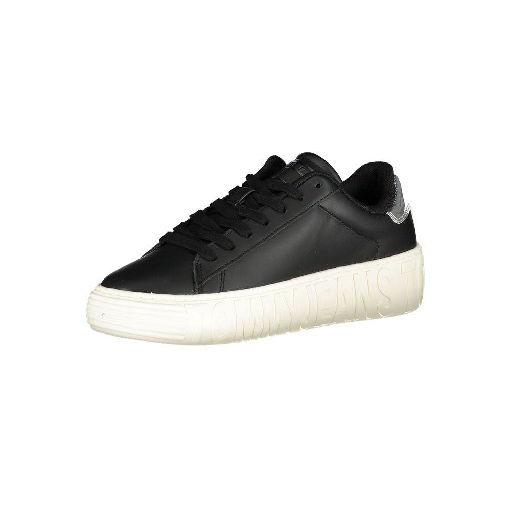 Tommy Hilfiger Black Leather Women Sneaker - Hilstor