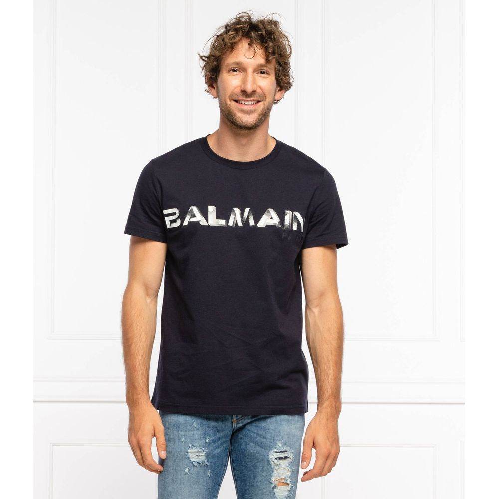 Balmain Blue Cotton T-Shirt - Hilstor