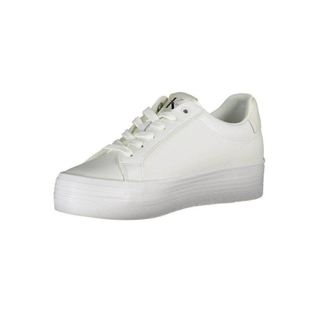 Calvin Klein Sleek White Lace-Up Sneakers with Contrast Detail - Hilstor