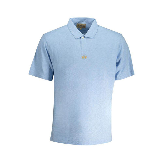 La Martina Light Blue Cotton Men Polo Shirt - Hilstor