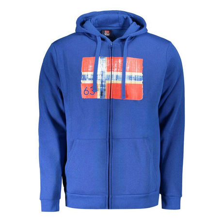 Norway 1963 Blue Cotton Men Sweater with Hood and Pockets - Hilstor