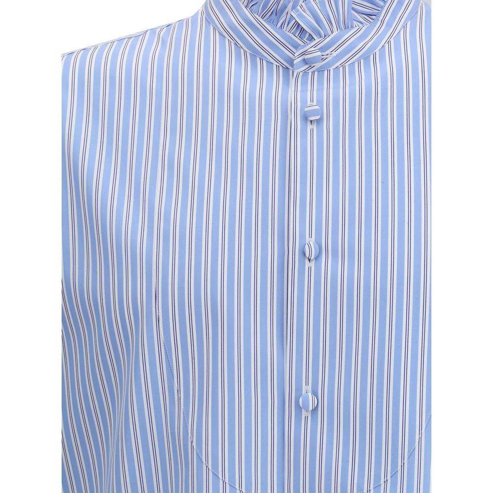 Valentino Striped plastron and ruffle Shirt - Hilstor