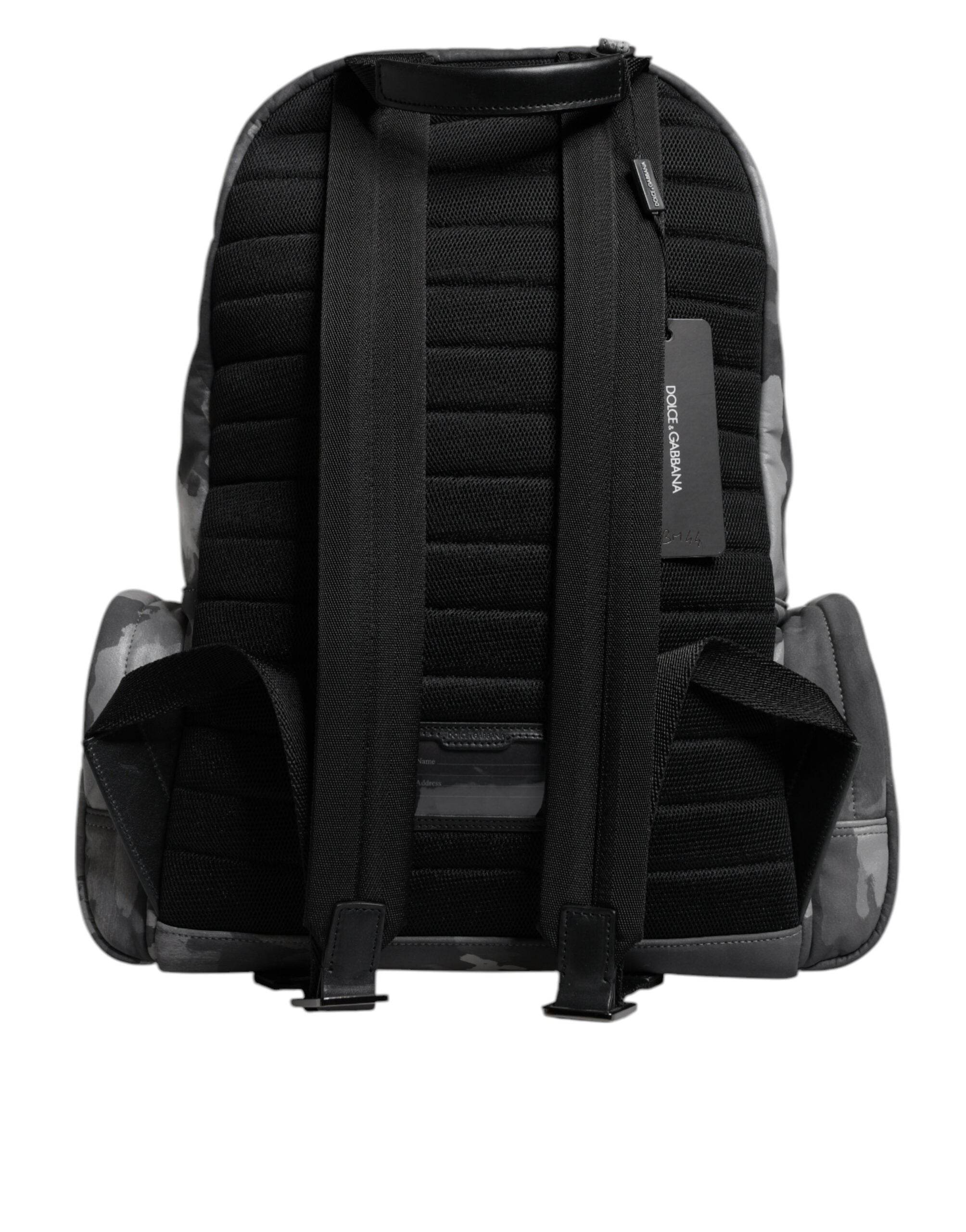 Dolce & Gabbana Gray Cotton Camouflage Logo Plaque Backpack Bag - Hilstor