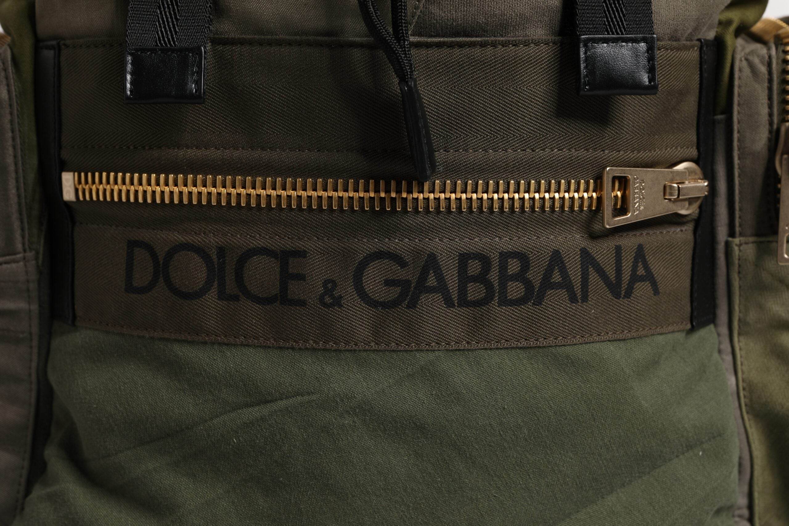Dolce & Gabbana Green Patchwork Travel Backpack Military Bag - Hilstor
