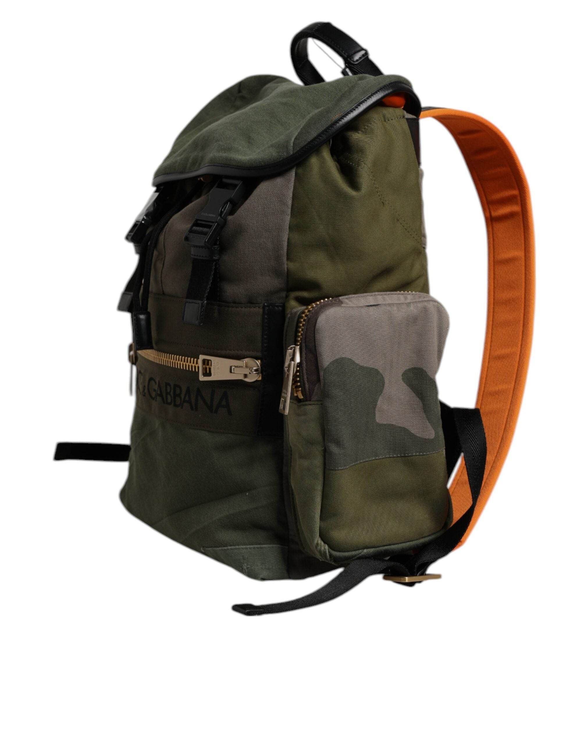 Dolce & Gabbana Green Patchwork Travel Backpack Military Bag - Hilstor
