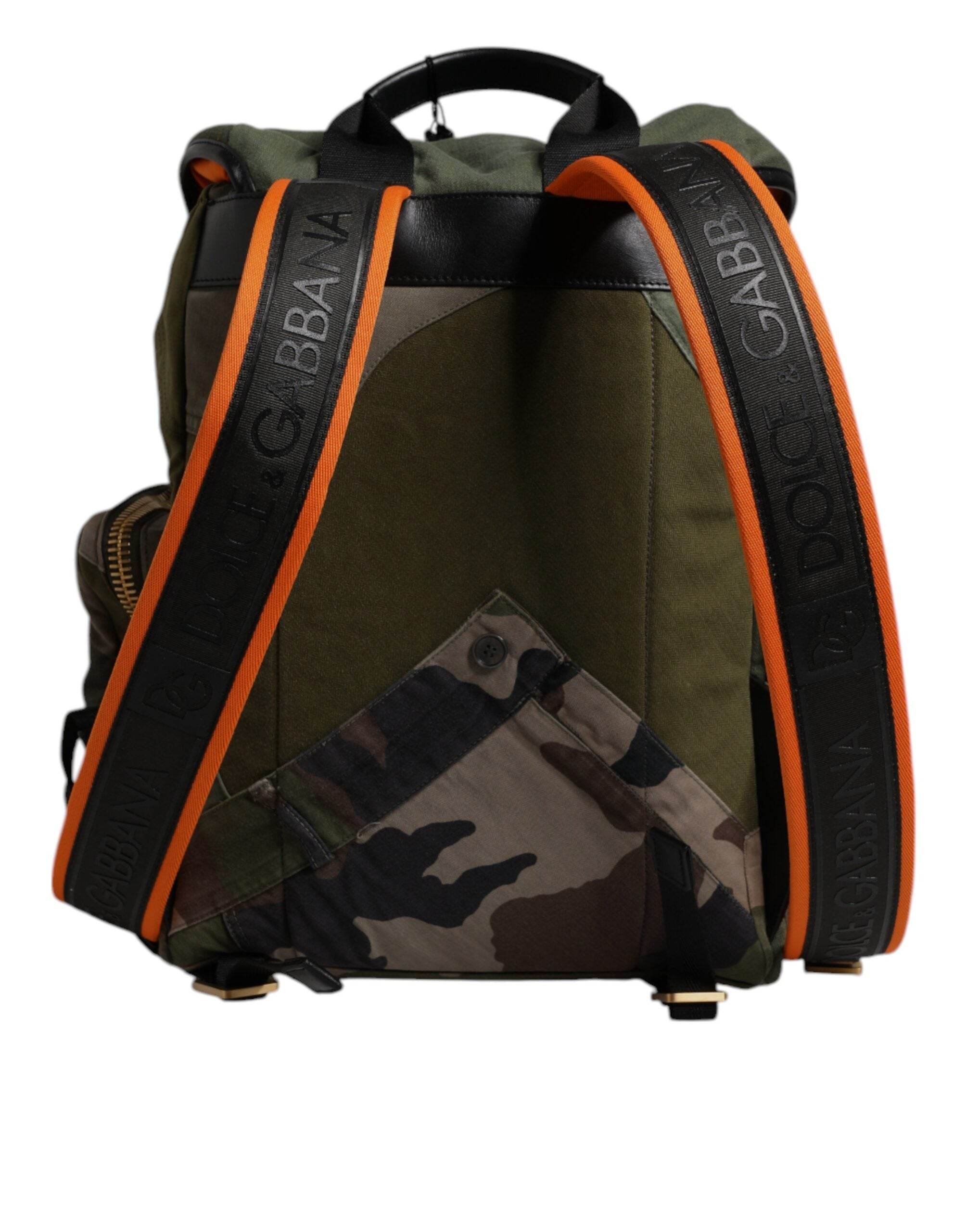Dolce & Gabbana Green Patchwork Travel Backpack Military Bag - Hilstor