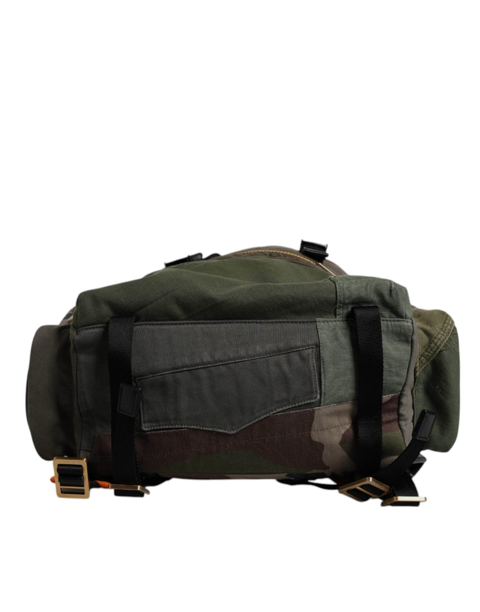 Dolce & Gabbana Green Patchwork Travel Backpack Military Bag - Hilstor