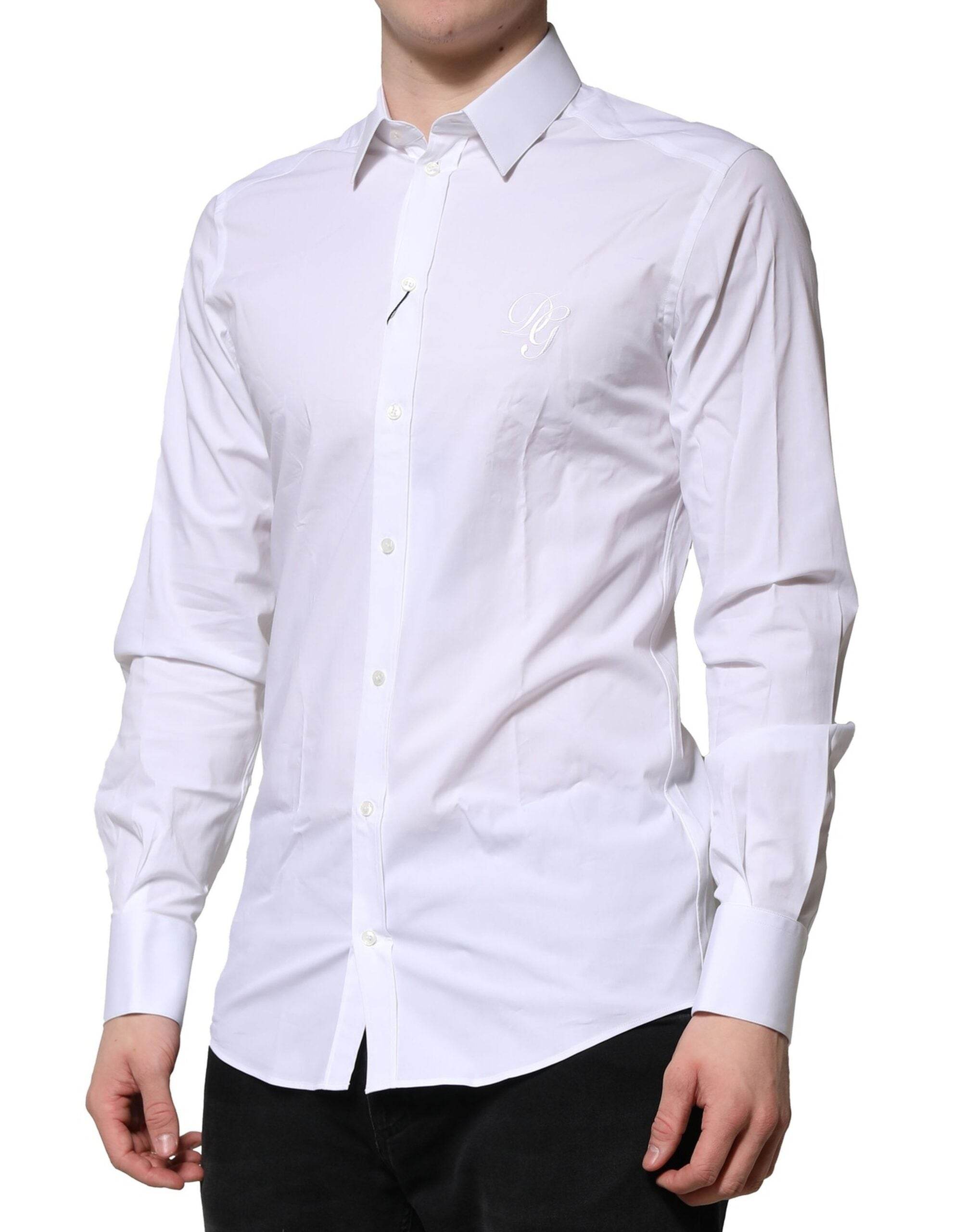 Dolce & Gabbana White Long Sleeves Dress GOLD Formal Shirt - Hilstor