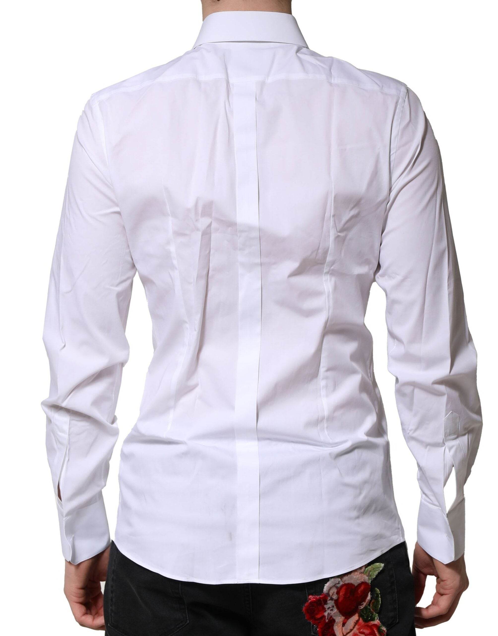 Dolce & Gabbana White Long Sleeves Dress GOLD Formal Shirt - Hilstor