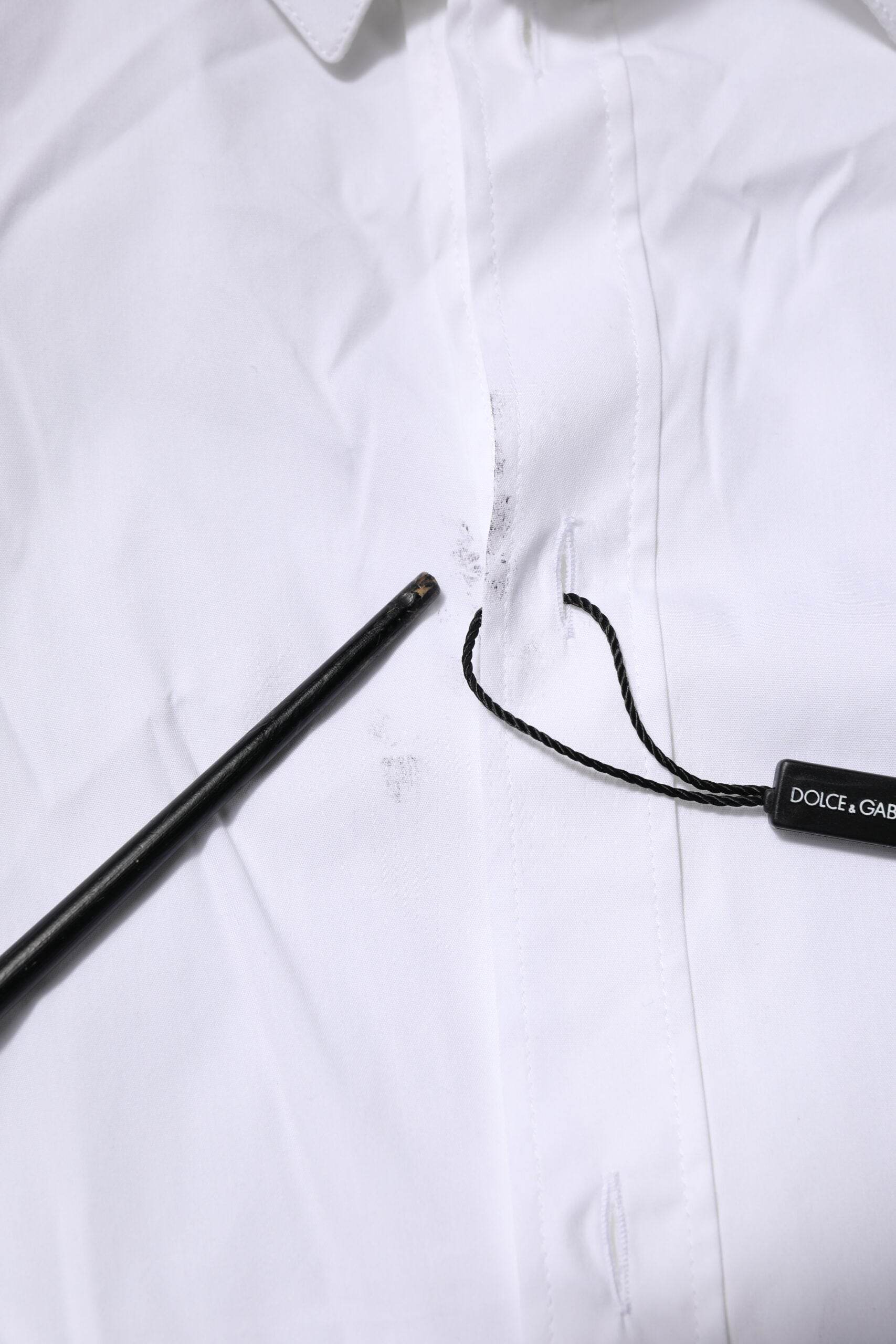 Dolce & Gabbana White Cotton GOLD Long Sleeves Formal Shirt - Hilstor