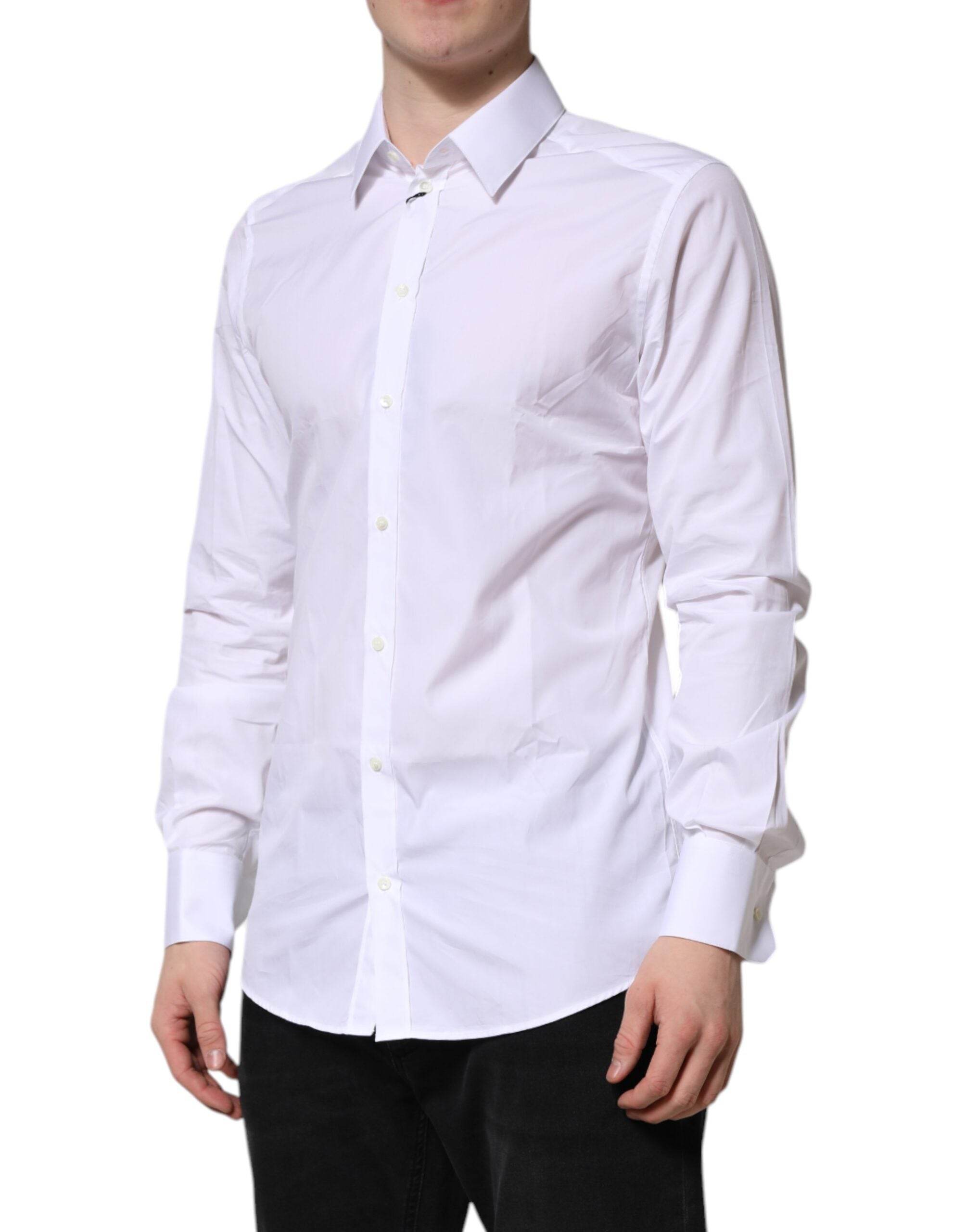 Dolce & Gabbana White GOLD Long Sleeves Dress Formal Shirt - Hilstor