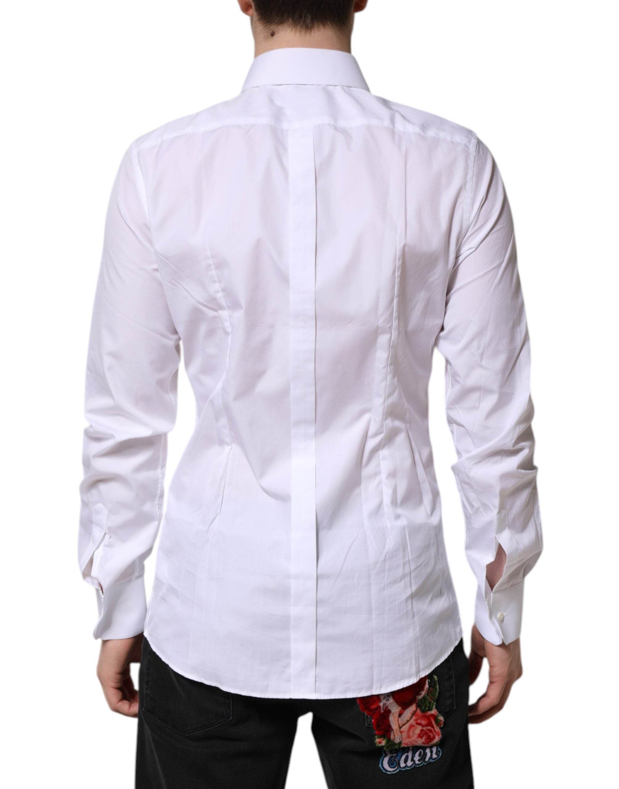 Dolce & Gabbana White GOLD Long Sleeves Dress Formal Shirt - Hilstor