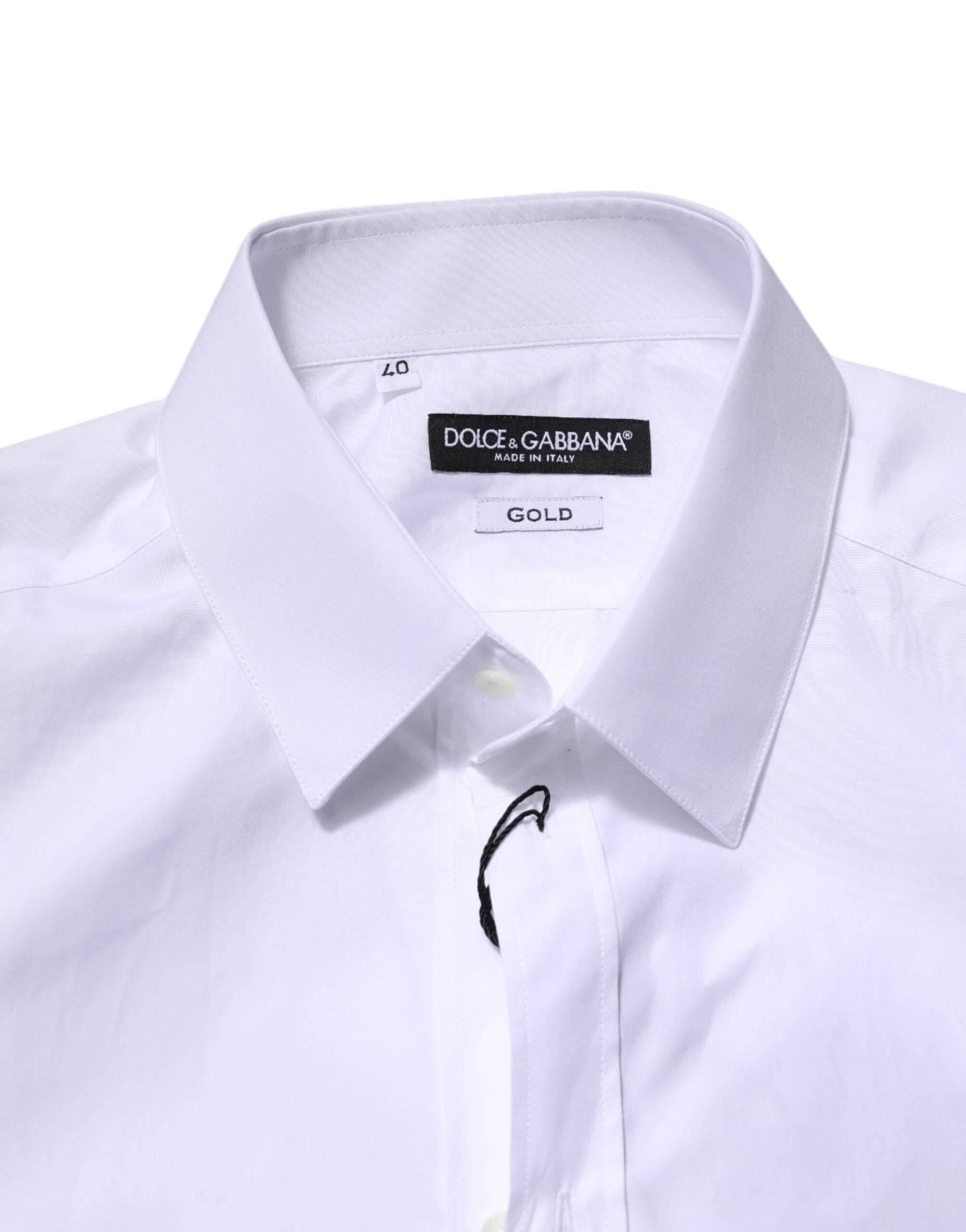 Dolce & Gabbana White GOLD Long Sleeves Dress Formal Shirt - Hilstor