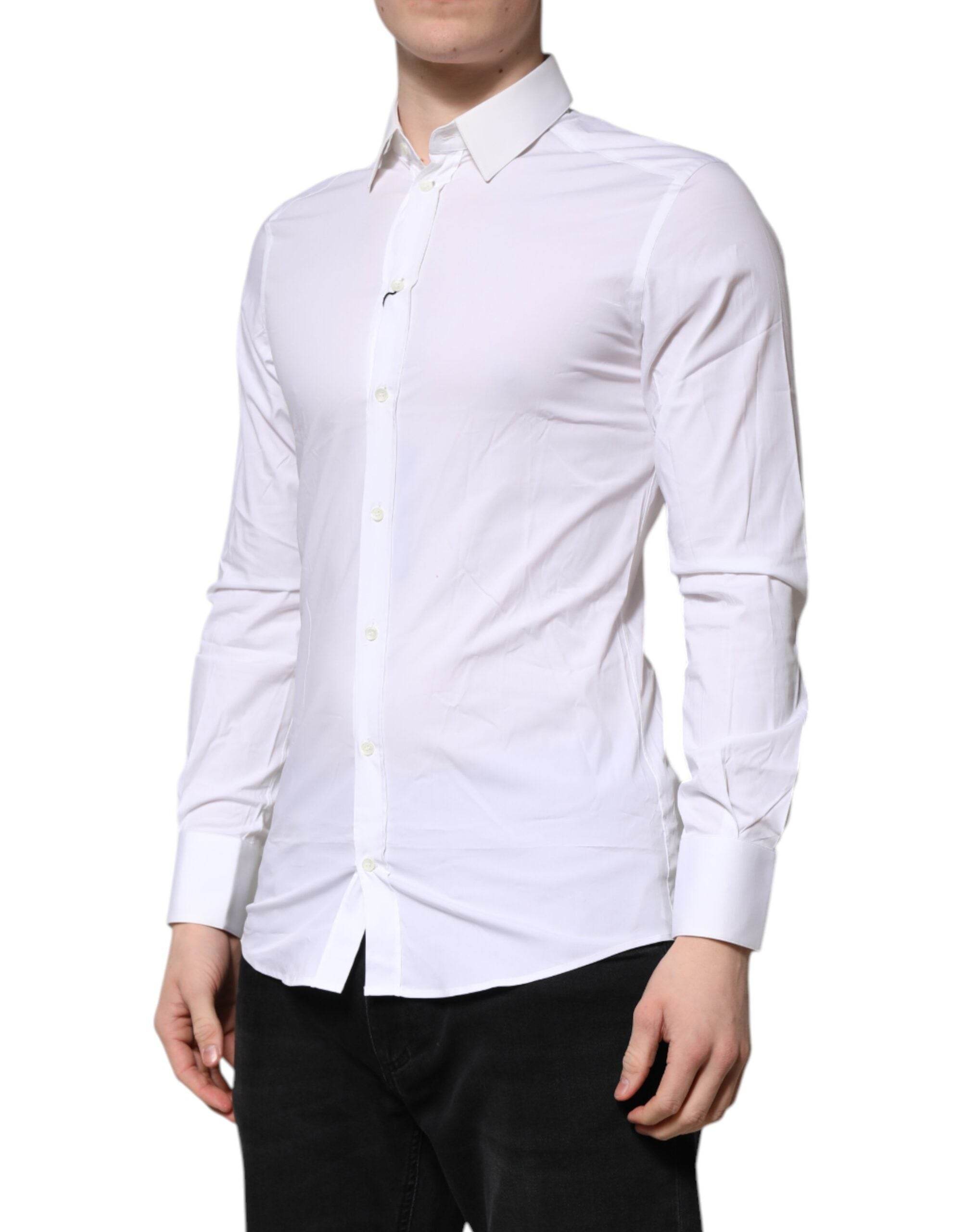 Dolce & Gabbana White GOLD Long Sleeves Dress Formal Shirt - Hilstor