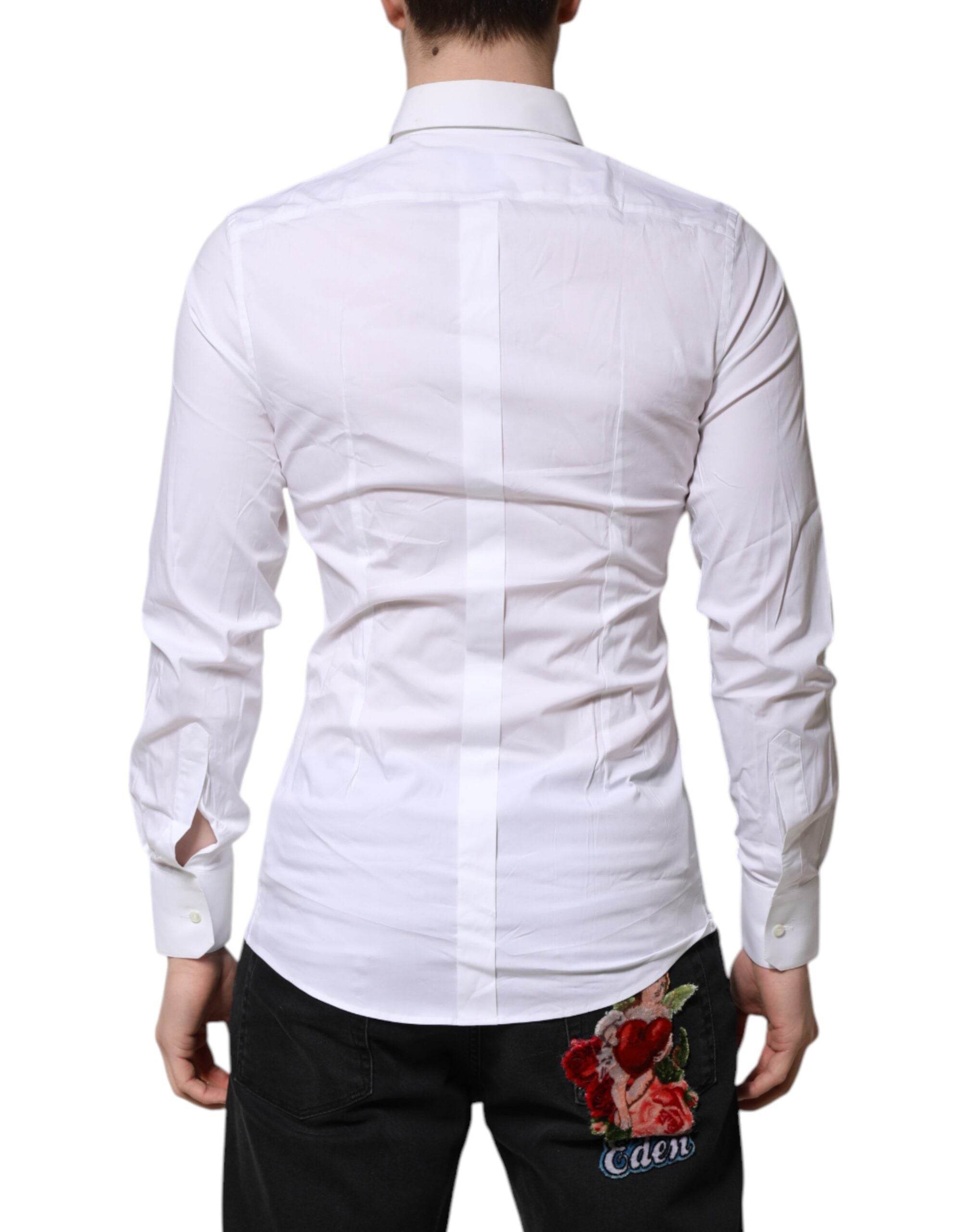 Dolce & Gabbana White GOLD Long Sleeves Dress Formal Shirt - Hilstor