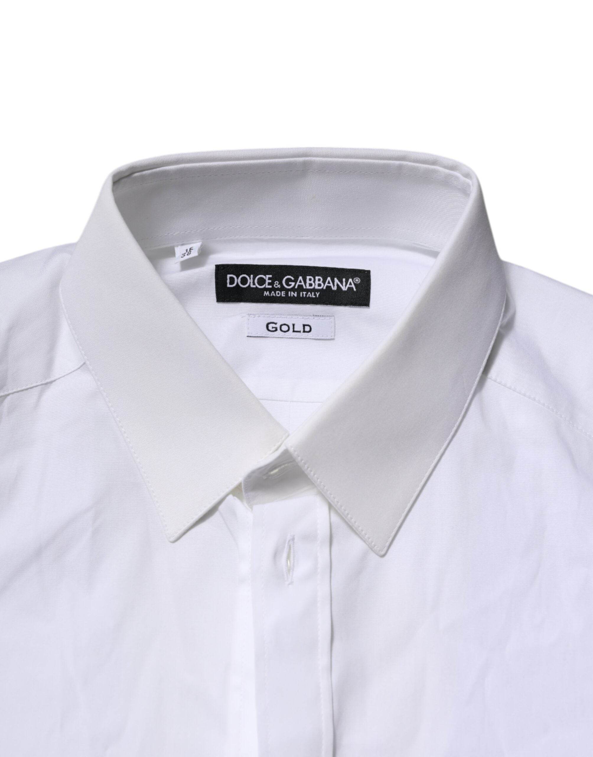 Dolce & Gabbana White GOLD Long Sleeves Dress Formal Shirt - Hilstor