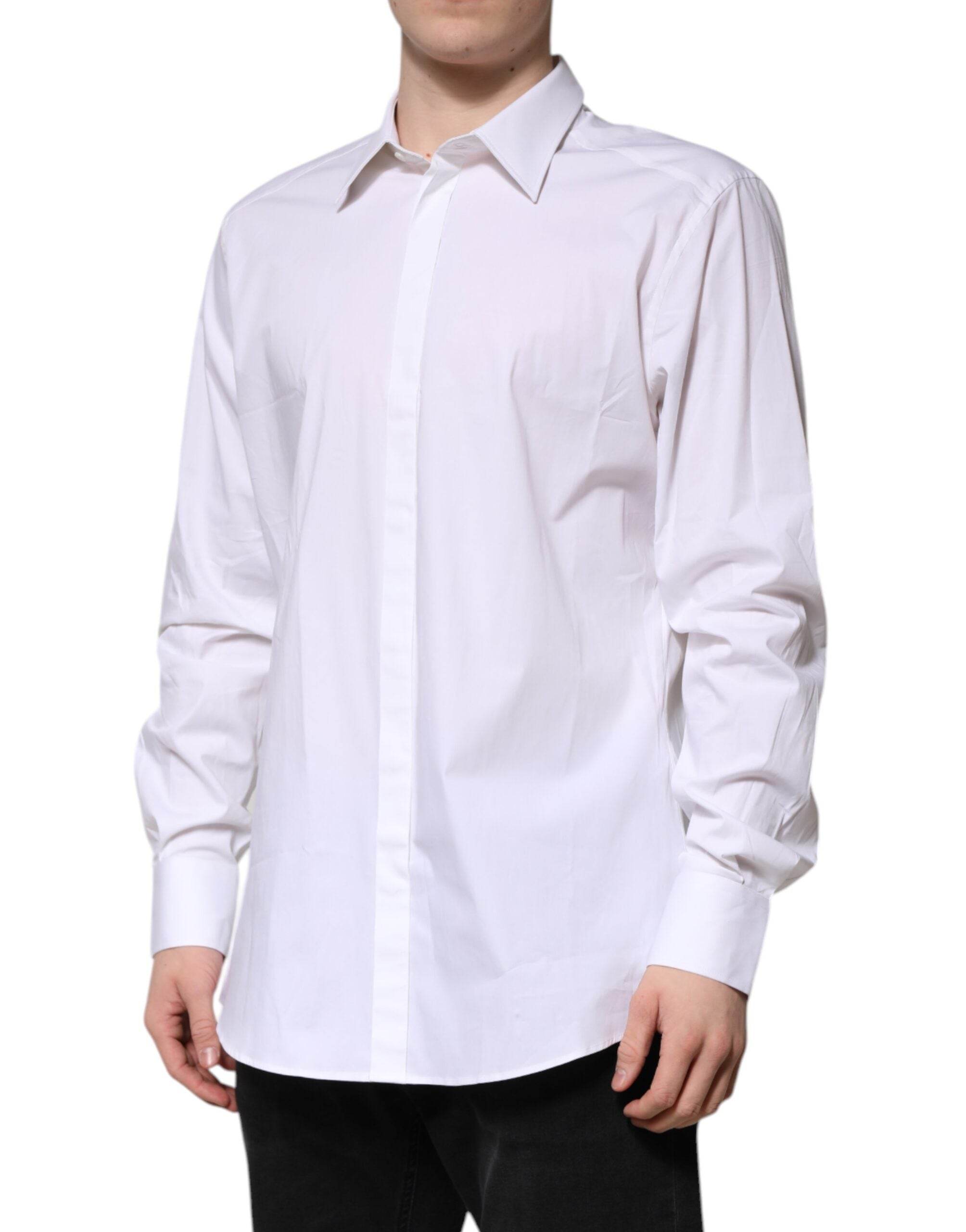 Dolce & Gabbana White MARTINI Long Sleeve Dress Formal Shirt - Hilstor