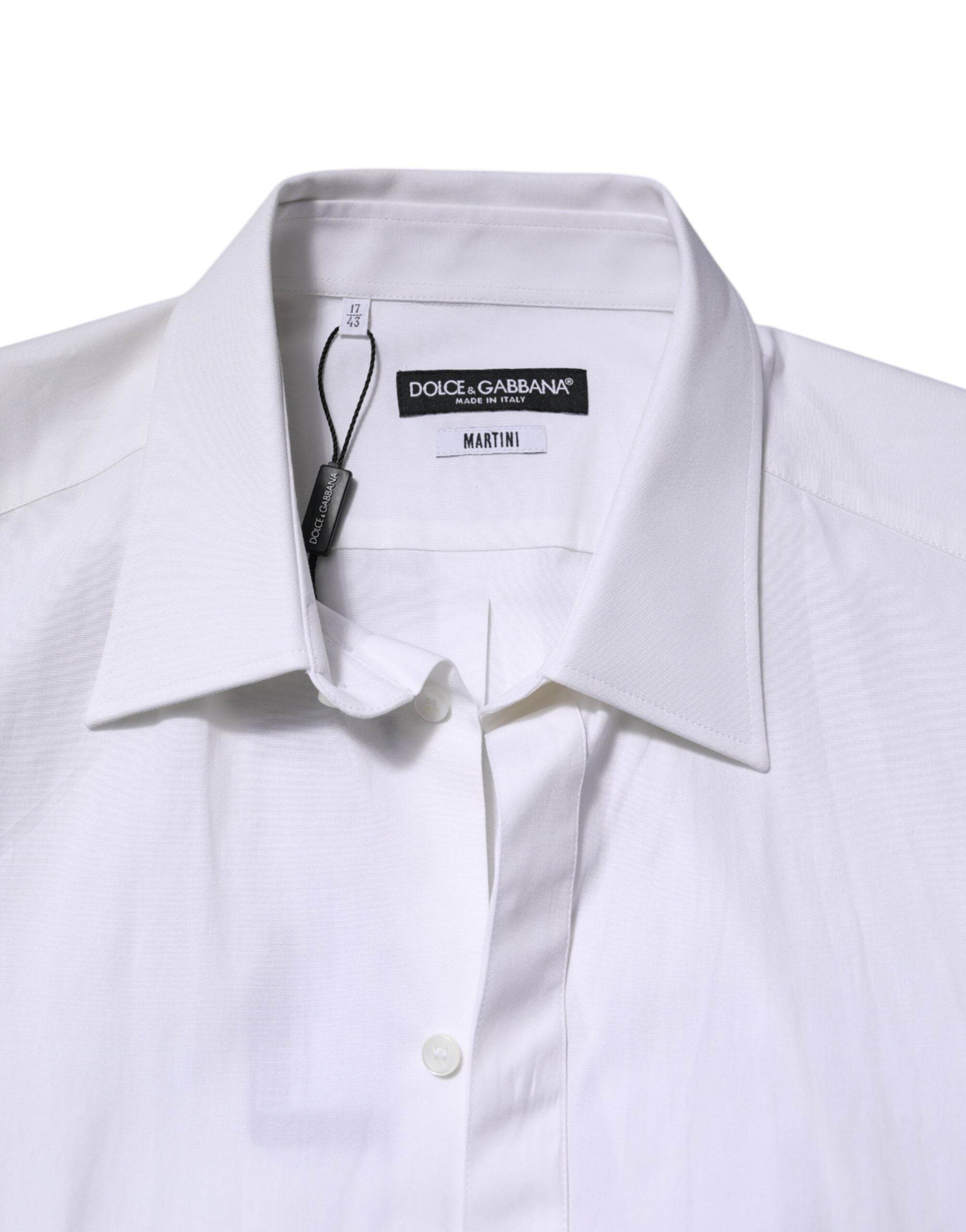 Dolce & Gabbana White MARTINI Long Sleeve Dress Formal Shirt - Hilstor