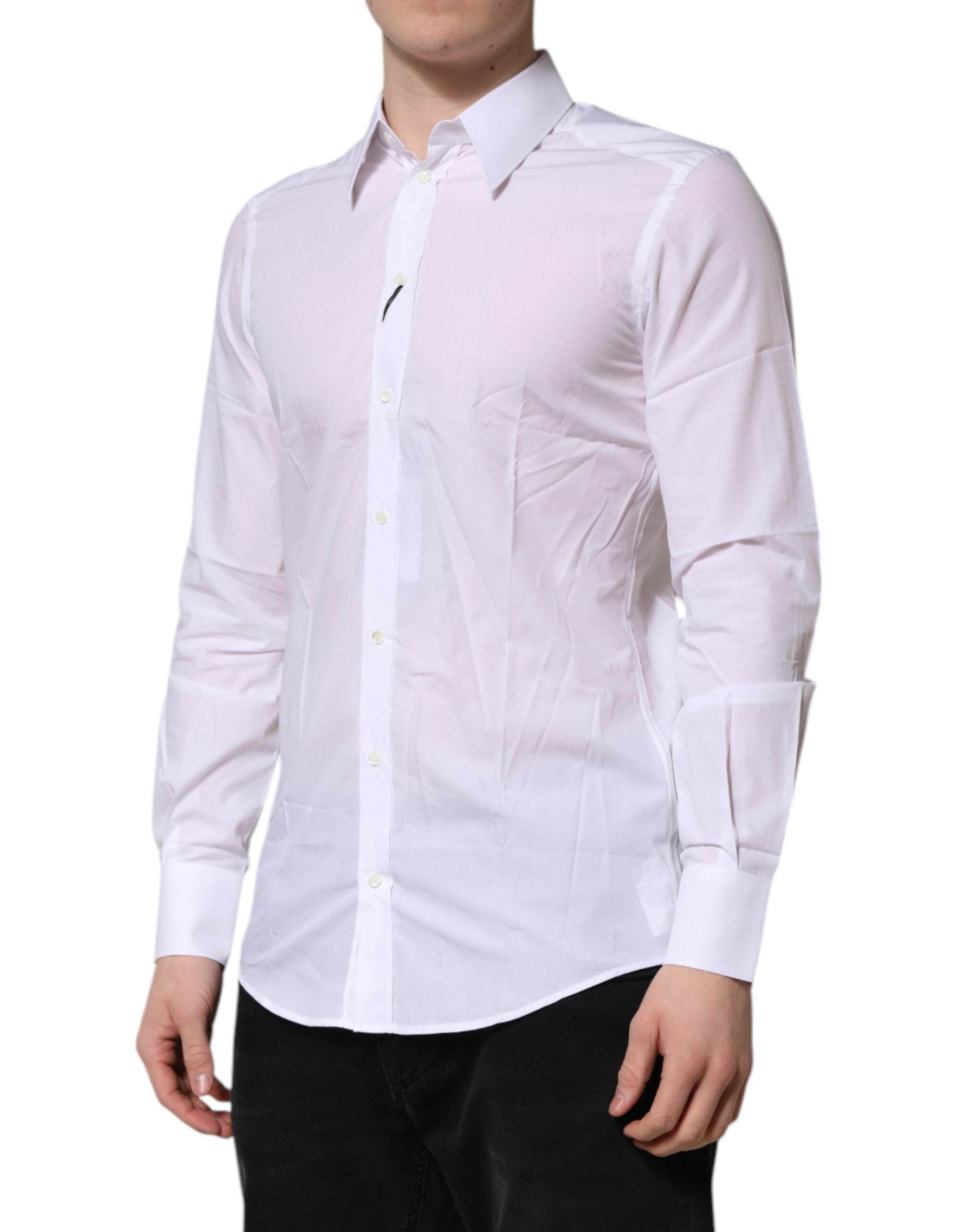 Dolce & Gabbana White MARTINI Long Sleeves Dress Formal Shirt - Hilstor