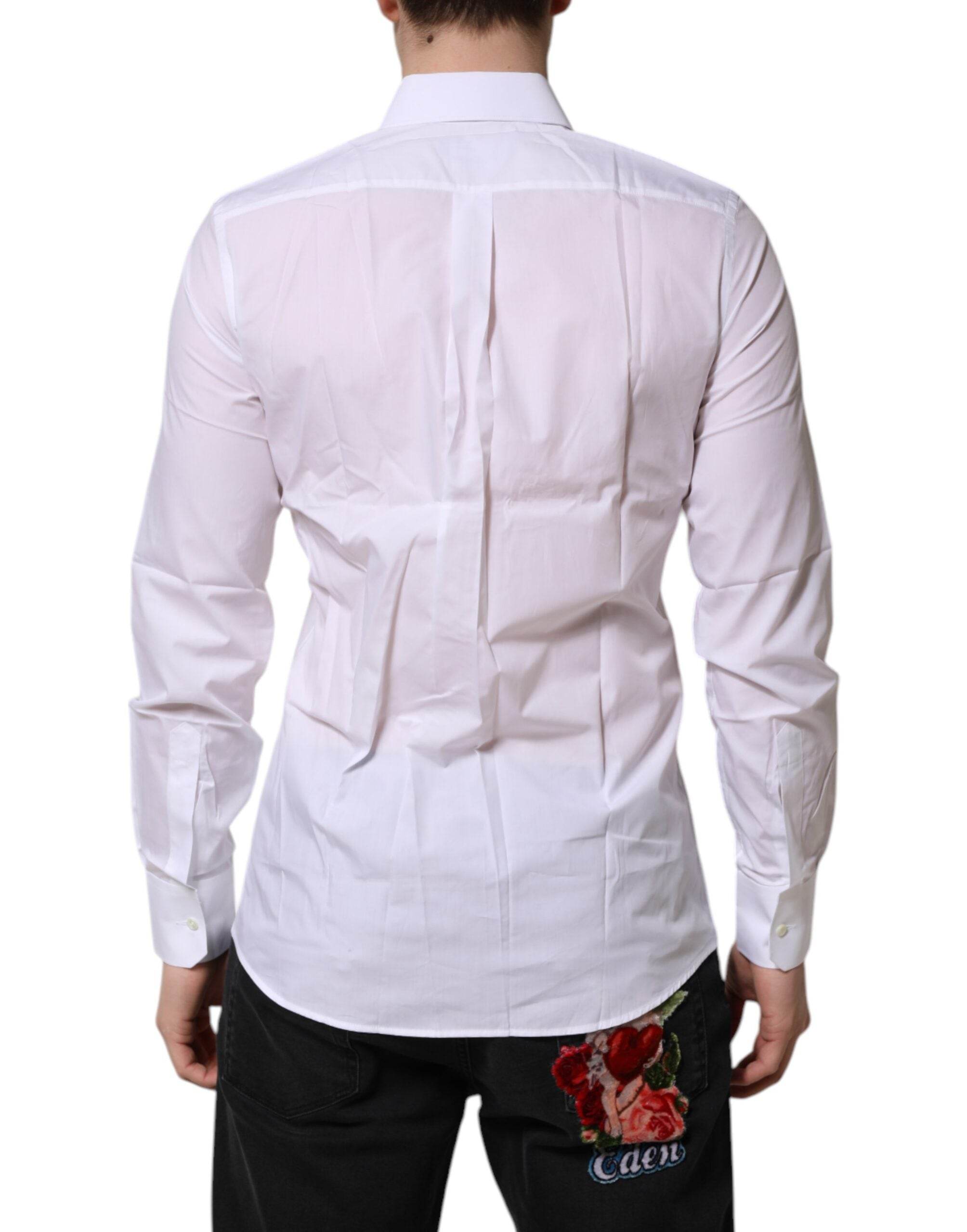 Dolce & Gabbana White MARTINI Long Sleeves Dress Formal Shirt - Hilstor